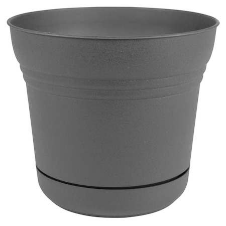 Bbq Innovations 7 in. Saturn Planter with Saucer, Charcoal BB1510392